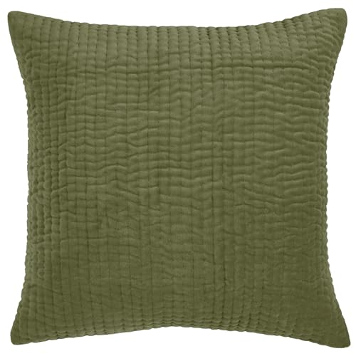 Voyage Maison Haze Feather Filled Cushion – Quilted Velvet Luxury Cotton Minimalist Décor (Grass - 50x50cm)