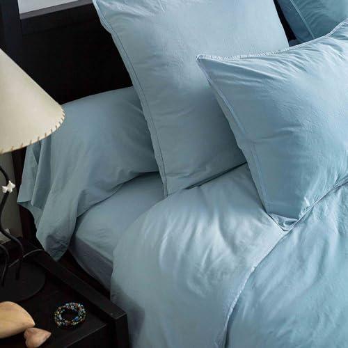 Cap Ferret Washed Cotton Duvet Cover, 140 cm x 200 cm, Frosted Blue