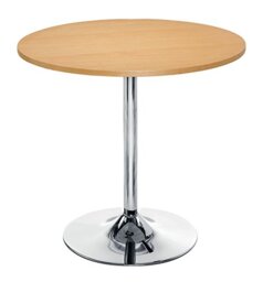 Office Hippo - 80cm Indoor Café Bistro Table. Round Dining Table For Kitchen, Dining Room, Home Or Office Space. Pedestal Table Home Furniture With Aesthetic MDF Beech Veneer Top & Chrome Base