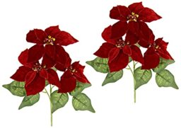 Artificial Poinsettia Flower Made of Velvet with 3 Flowers Artificial Flower Poinsettia Christmas Single Flower Branch Christmas Decoration Christmas Flower X'mas Bouquet Gift Decoration Advent Star