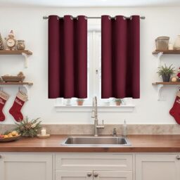 YoungsTex Burgundy Blackout Curtains 40 Inch Length for Kitchen Cafe Window - Thermal Insulated Drapes with Grommet Room Darkening for Bedroom Basement Bathroom, 2 Panels, 42 x 40 Inch