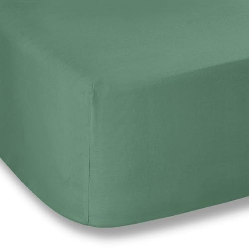 Plain Dyed Percale Jade Fitted Sheet 180 x 200 cm