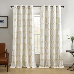 "Elrene Geometric Room Darkening Window Curtain Panel, Linen, Golden Yellow, 52"" W x 84"" L (Pack of 1)"