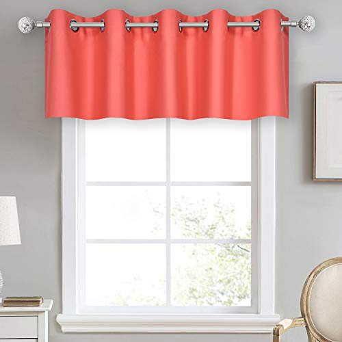 DECOVSUN Coral Window Valance for Bathroom/Kitchen Blackout Grommet Top Short Straight Drape Valance for Bedroom 70W x 18L Extra Wide 1 Panel