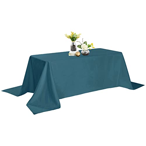 Rectangle Tablecloth - 90x156 Blue Tablecloth - Stain and Wrinkle Resistant Washable Polyester Table Cloth, Decorative Fabric Table Cover for Dining Table, Buffet Parties and Wedding, Peacock Blue