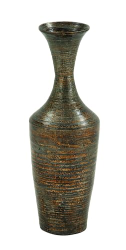 Deco 79 Vase, Bamboo, Dark Brown, CONVENIENTLY Sized - Decorative Tall Floor Centerpiece Vase With Lacquer Vase
