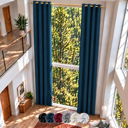 Grichril Extra Long Blackout Curtains - 2 Story High Living Room Drapes - Tall Curtains for High Ceiling or Long Window - 144 156 168 192 204 216 240 Inch 12ft-20ft Length(1 Panel,Navy, 52???x204???)