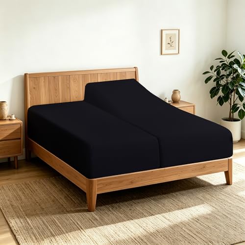 "2 Pack Twin XL Fitted Sheets Only, 100% Egyptian Cotton, Black - 600 Thread Count Sateen, Ultra Soft 16"" Deep Pocket Bottom Sheet, Breathable Comfy, Hotel Quality, Snug-Fit, Durable"