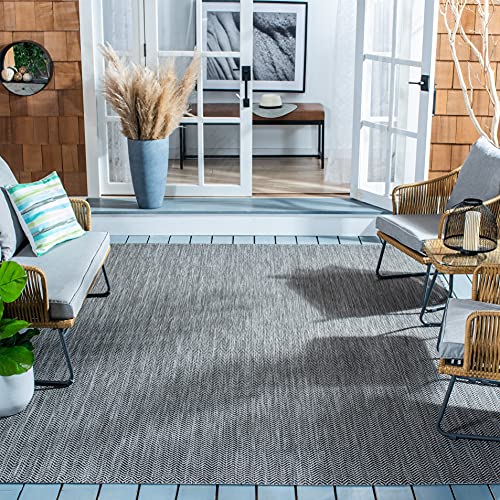 Safavieh Contemporary Rug for Living Room, Dining Room, Bedroom - Courtyard Collection, Short Pile, in Black and Beige, 79 X 152 cm