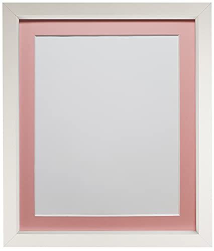 FRAMES BY POST Rio Picture Photo Frame, MDF Wood, White with Pink Mount, A3 Inches Image Size A4
