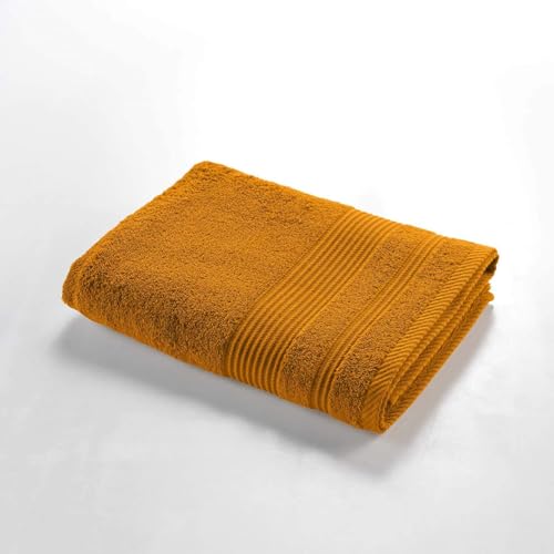 Douceur d'Intérieur, Tendresse Curry Shower Towel (70 x 130 cm) Terry Cloth Plain 100% Cotton