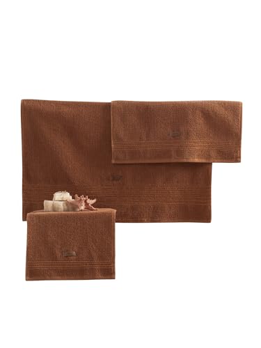 Foutastic Luxurious 3-Piece Towel Set, 100% Cotton, Brown, Bath Towel 75 x 150 cm, Hand Towel 50 x 90 cm, Washcloth 30 x 50 cm, Machine Washable