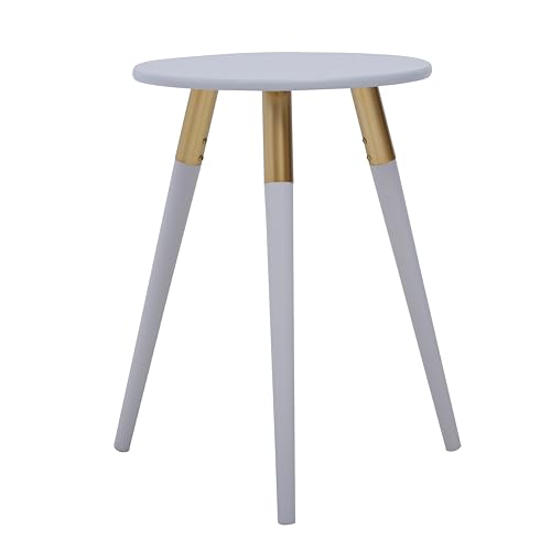 Premier Housewares Light Grey Small Side Table - Versatile Small Round Coffee Table - End Table Living room Side Table for Home - Lightweight Bedside Table - Sturdy Coffee Table