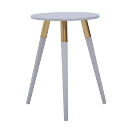 Premier Housewares Light Grey Small Side Table - Versatile Small Round Coffee Table - End Table Living room Side Table for Home - Lightweight Bedside Table - Sturdy Coffee Table