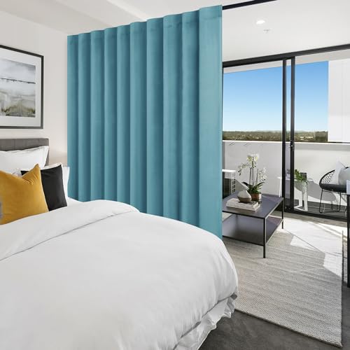 Hiasan Room Divider Curtains Patio Sliding Door Blackout Curtain Privacy Room Thermal Insulated Noise Reduction Panel with Back Tab & Rod Pocket for Bedroom Partition(80 x 84 Inches, Turquoise)