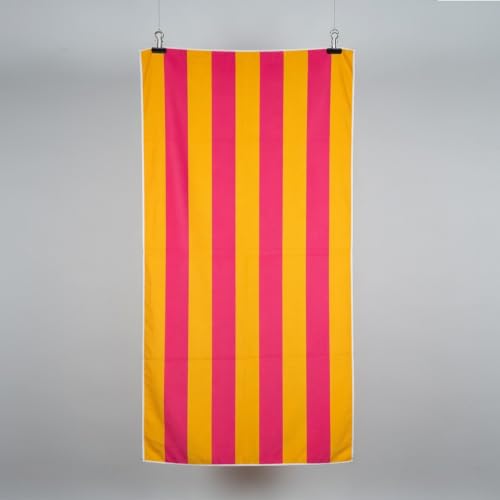 GC GAVENO CAVAILIA Stripe Beach Towels for Adults - Soft Microfibre Pool Towel, Lightweight, Highly Absorbent & Sand-Free - Travel Towel Quick Dry for Women & Men - (70 x 152 Cm) - Pink