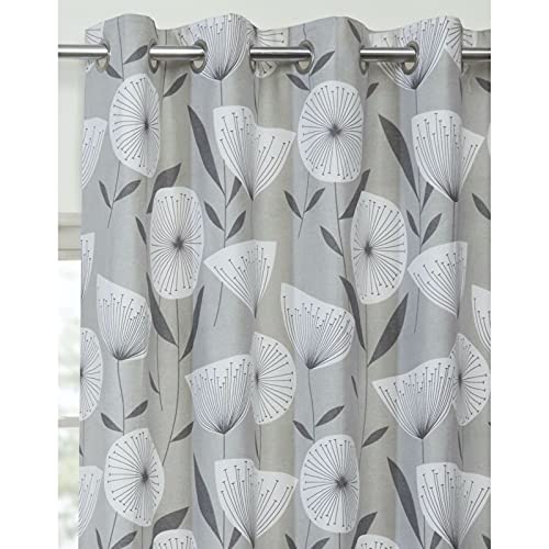 "Emma Barclay Amelia Eyelet Curtains 90 X 90 inches Grey, 100% Cotton w 90 x drop 90"""" (228 x 228cm)"