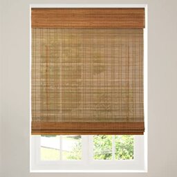 "Calyx Interiors Cordless Bamboo Roman Shade-Blind, Light Filtering, 22.5"" W x 48"" H, Ceylon Light Russet"