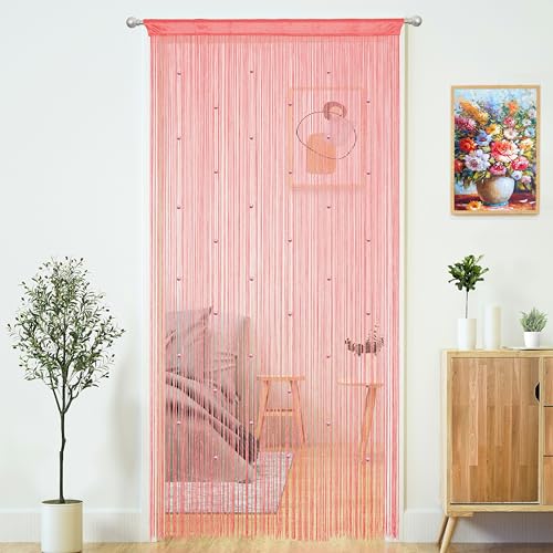 YaoYue Beaded Curtain Door String Curtains for Doorways Tassels Beads Hanging Fringe Hippie Room Divider Window Hallway Entrance Wall Closet Bedroom Privacy Decor