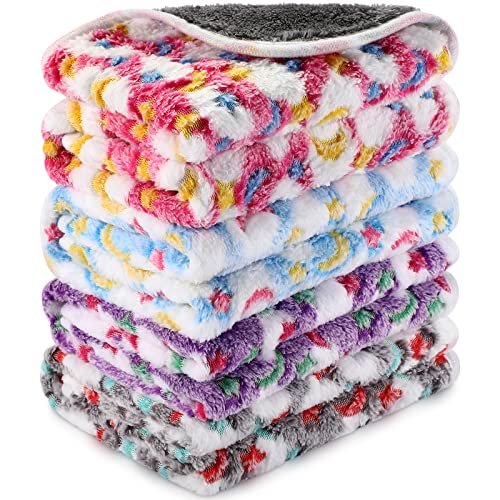 Reginary 4 Pcs Waterproof Guinea Pig Blankets Washable Small Animal Fleece Bedding Absorbent Guinea Pig Cage Liners Reusable Training Pee Pad Pet Sleep Mat for Hamster(Moon Star Pattern,12 x 12 Inch)
