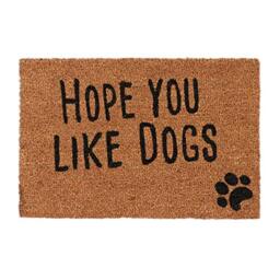 Relaxdays Doormat with Slogan, Hope You Like Dogs, Animal Theme, Coconut Fibres, Outdoors, Indoors, Welcome Mat 40x60cm, Natural, Coir, Standard