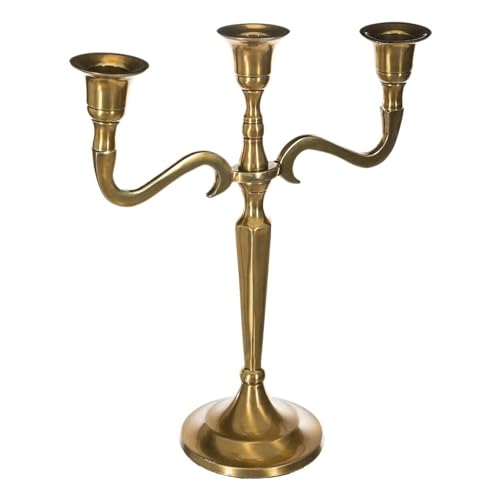 Well Home Gold Plated Metal 3 Heads Candle Holder