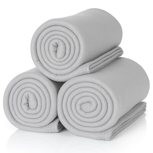 ALCLEAR 3 pieces Oeko Tex certified fleece blankets, color: platinum gray, great size 130x160 cm, over 200 g/m2, sofa blanket couch blanket living blanket, picnic blanket sofa throw blanket