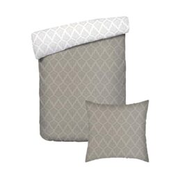 Pure Cotton 2-Piece Single Bedding Set – Duvet Cover 140 x 200 cm and 1 Pillowcase 63 x 63 cm – 100% Cotton Satin, 80 Thread Count – Oeko-TEX Certified – Botanical Accord – Taupe and White