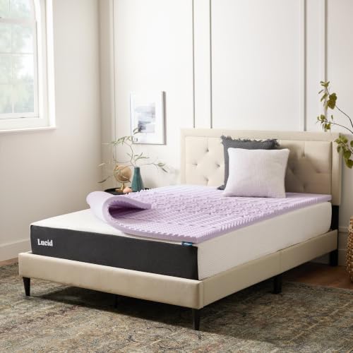 LUCID Mattress Topper, Foam, Lavender, Twin