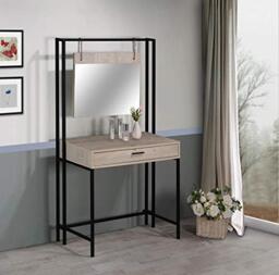 Timber Art Design UK Zahra Dressing Table Vanity Makeup Table Set with Mirror & Drawer Ash Oak Effect Modern Furniture for Bedroom, Living Room, Home - W84cm x H150cm x D40cm