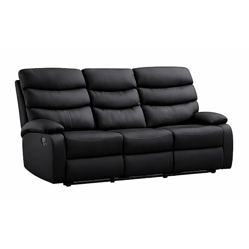 Kidsaw 3 Seater Sofa Manual Recliner in Black PU Material