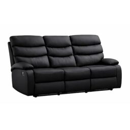 Kidsaw 3 Seater Sofa Manual Recliner in Black PU Material