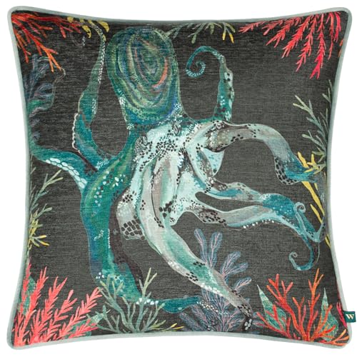 furn. Wylder Tropics Abyss Octopus Chenille Feather Filled Cushion