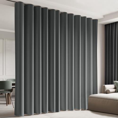 Cbsroro Room Divider Blackout Curtain Track Curtains Wall Dividers Panels Screen for Living Rooms Bedroom Office Privacy Partition Separation, W120 ?? L96 Inch,1 Panel, Grey