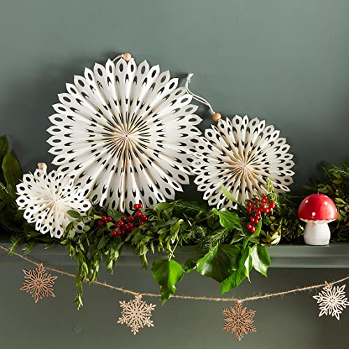 Talking Tables 3 x White Paper Fan Party Decorations for Snowflake Wall Décor and Christmas Decorations – Intricate Round Wheel Discs for Winter Table Centrepieces, Wedding,