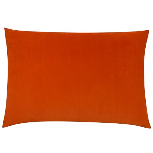 furn. Contra Feather Filled Cushion – Luxuriously Soft Velvet Pillow With Plain Reverse (Tangerine – 40x60cm)