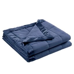 Madison Park Windom Down Alternative Blanket, Premium 3M Scotchgard Moisture Wicking Treatment, Lightweight and Soft Bed Cover For Summer, Satin Trim, Navy Full/Queen