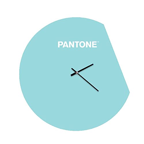 Homemania Moon Wall Clock for Living Room, Kitchen, Office, Blue, White, Metal, 40 x 0.15 x 40 cm, Dimension du Produit: L40xP0,15xA40 cm, 1,4 kg