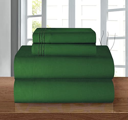 "Elegant Comfort Luxury 1500 Premium Hotel Quality Microfiber 4-Piece Sheet Set - Wrinkle Resistant, All Around Elastic Fitted Sheet, Deep Pocket up to 16"", California King, Hunter Green"