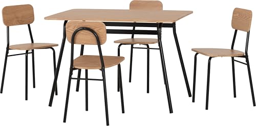 Seconique Warren 1+4 Dining Set in Russet Oak Effect/Black