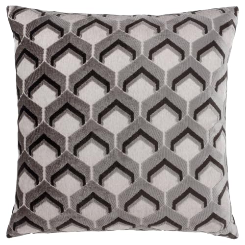 Paoletti Ledbury Velvet Jacquard Cushion Cover, Grey/Black