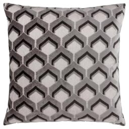 Paoletti Ledbury Velvet Jacquard Cushion Cover, Grey/Black
