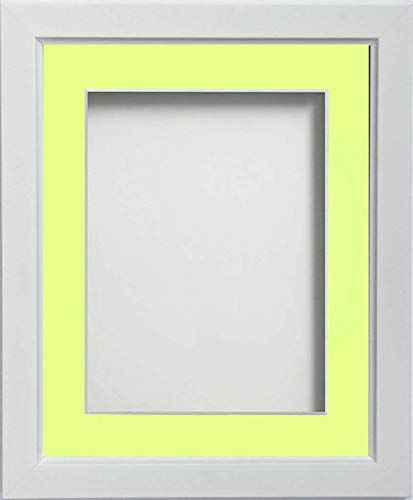 Frame Company Ainsworth Range White A4 Picture Photo Frame with Lemon Bon Bon Mount for Image 10x6 inch * Choice of Sizes* Fitted with Real Glass