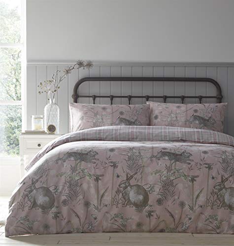 Rabbit Meadow Blush Pink Super King Duvet Cover - BM
