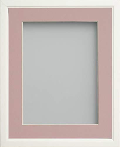 Frame Company Drayton White 12x10 Photo Frame with Pink Mount for 10x8 - Fits 10x8 with mount or 12x10 without, Overall 13.2x11.2, Glass