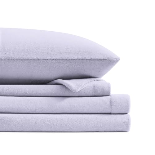 Petrichor Flannel Fleece Twin Size Sheet Set Lavender ??? Ultra Soft Anti-Static Plush Bedding, 3 Piece (1 Fitted Sheet, 1 Flat Sheet, 1 Pillowcase)