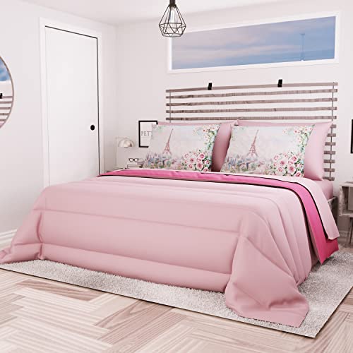 PETTI Artigiani Italiani, Quilts, Warm and Soft Comforter, Microfiber Duvet, 100% Made in Italy, Microfibre, Pink, Large Single (170x260 cm)