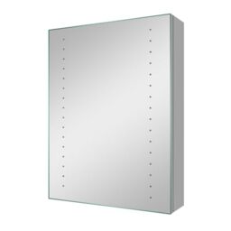iBathUK Lunar Illuminated LED Bathroom Mirror Cabinet with Motion Sensor, Frameless Rectangle Copper-Free Silver Mirror, Adjustable Shelves, Modern Bathroom Storage, Wall Mounted, 450x600mm