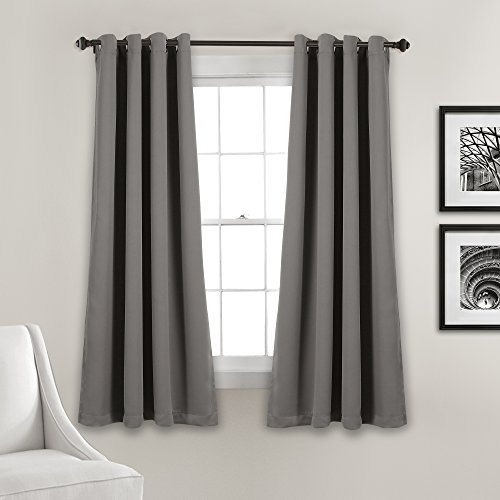 Lush Décor Insulated Grommet Blackout Curtain Panels Dark Gray Pair Set 52x63