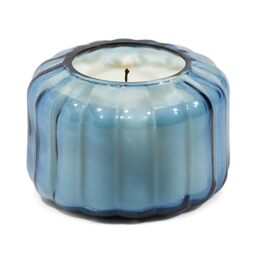 Paddywax Scented Candles Vintage Style Ripple Collection Hand Blown Glass Luxury Artisan Candle, 128g, Blue - Peppered Indigo